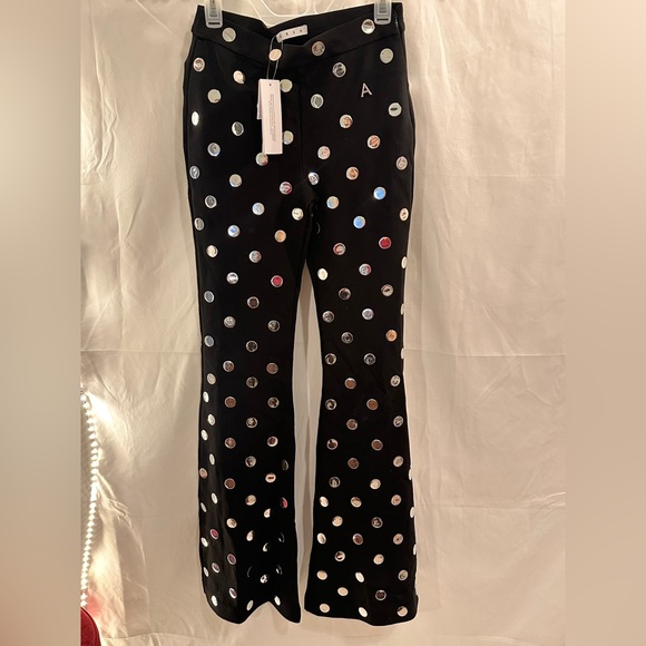 NWT AREA Polka Dot Flare Pant in Black new fwrd metallic - Picture 6 of 10